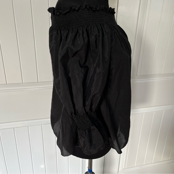 NWT 7 for all mankind black off the shoulder top blouse silk blend - Picture 3 of 8